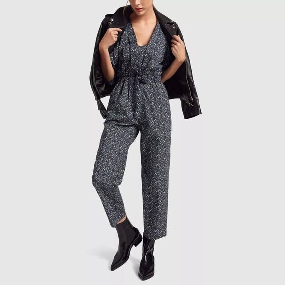 Rebecca Taylor Pants - La Vie by Rebecca Taylor Chinon Floral Jumpsuit in Midnight Navy Size Large Rebe